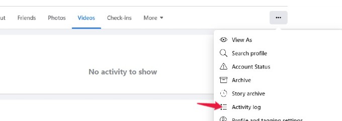 facebook profile options