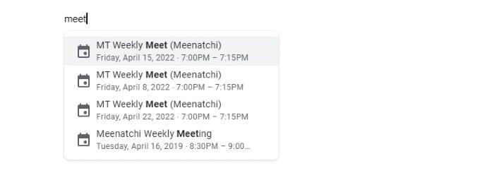 list of calendar events google docs