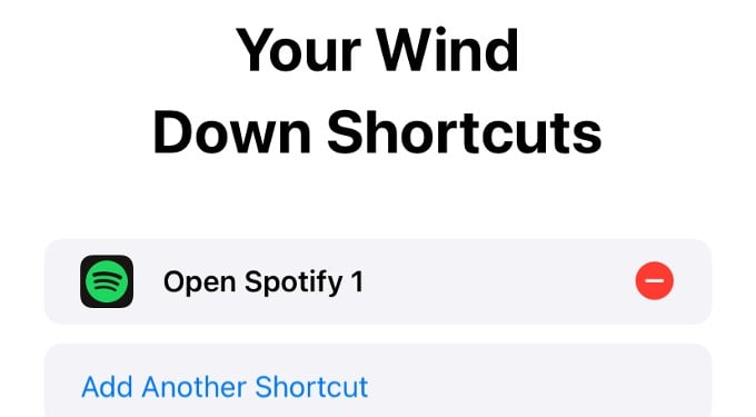 list of wind down shortcuts iphone