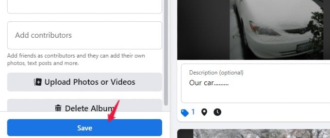 save facebook album changes