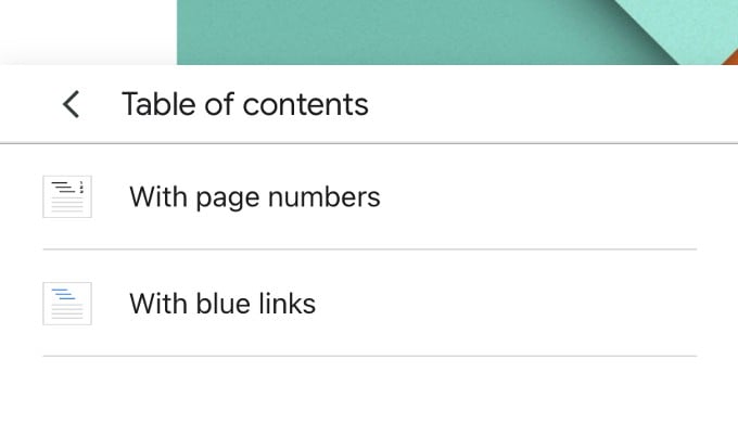 table of contents styles google docs iphone