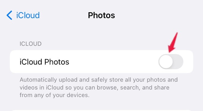 turn off icloud photos iphone