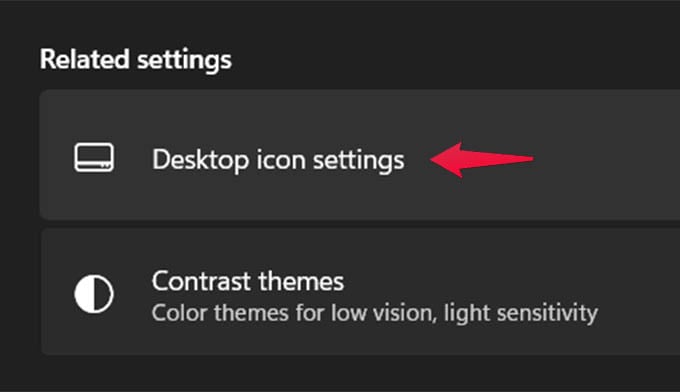 Desktop Icon Settings from Windows 11 Settings