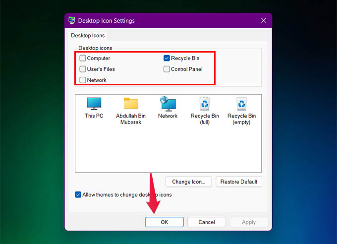 Enable Desktop System Icons on Windows 11