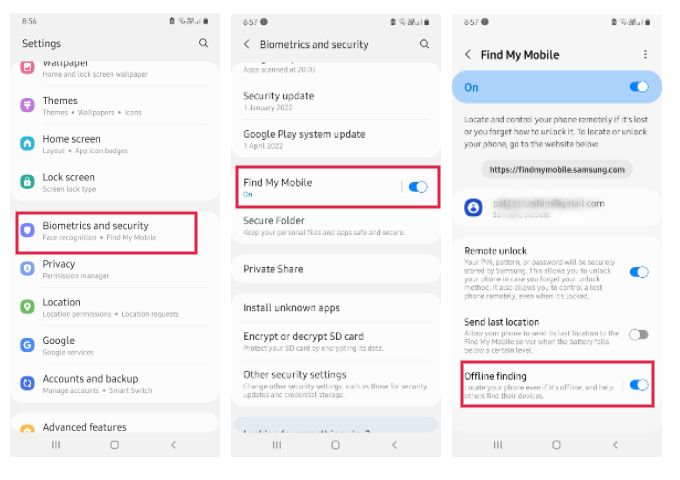 Enable Offline Finding in Find My Mobile on Samsung Galaxy Phone