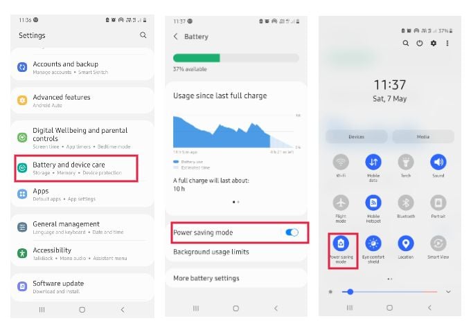 Enable Power Saving Mode on Android