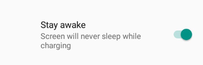 Enable Screen Stay Awake on Android from Developer Options