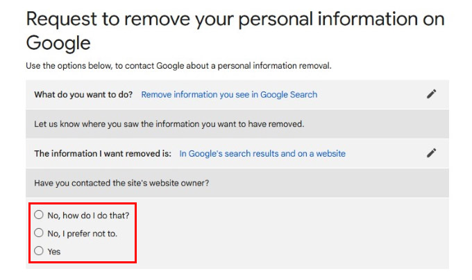 Remove Personal Information from Google