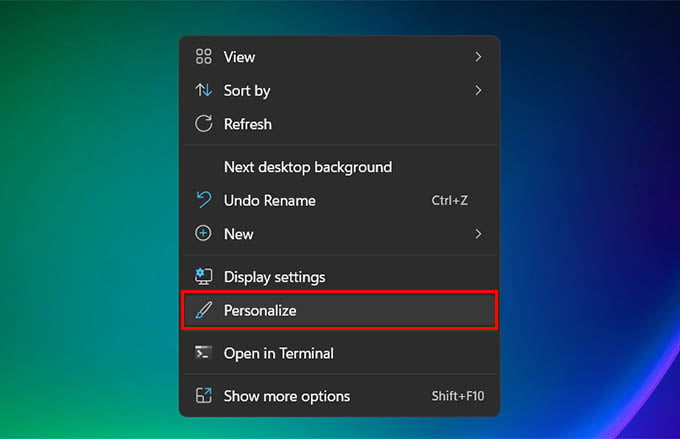 Personalize Settings on Windows 11 from Desktop