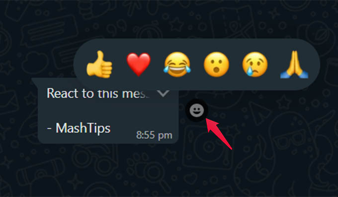 React to WhatsApp Message on Web