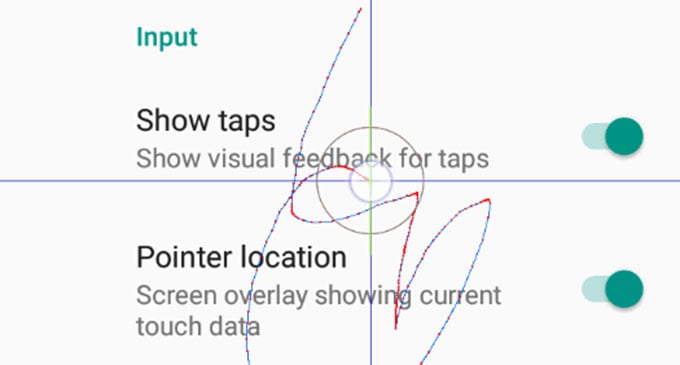 Show Taps and Pointer Location on Android Screen