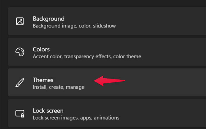 Themes Settings on Windows 11