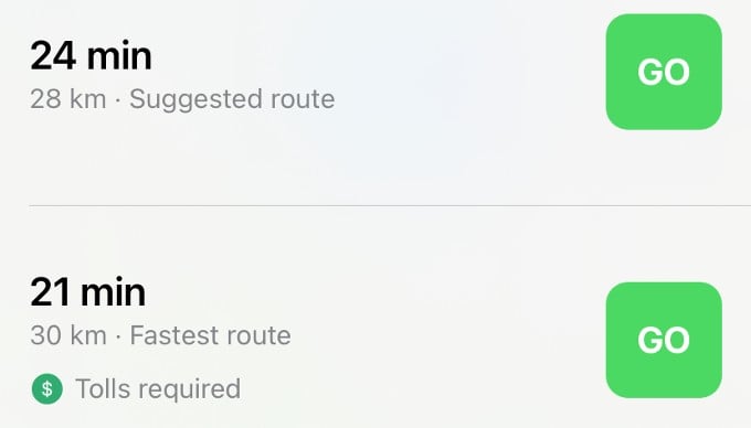 apple maps directions