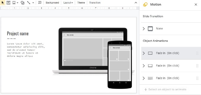 motion window google slides