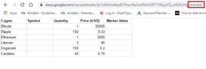 preview protected google sheet