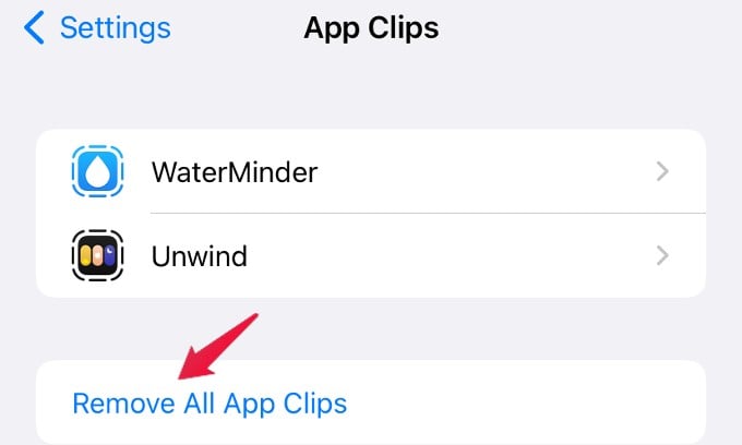 remove all app clips iPhone