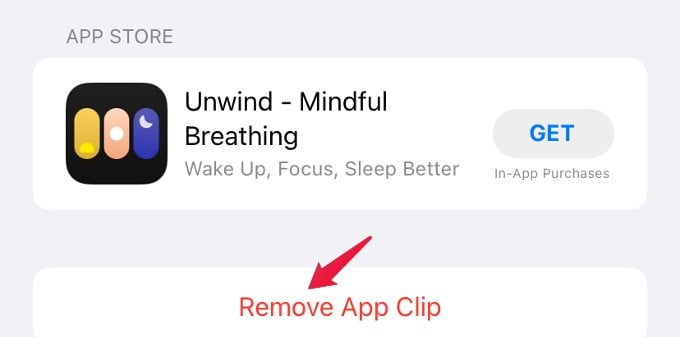 remove individual app clip iPhone