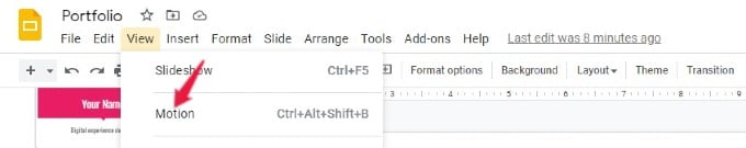view motion google slides