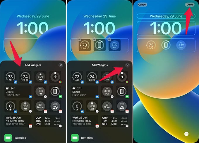 Add Lock Screen Widgets on iPhone and Save