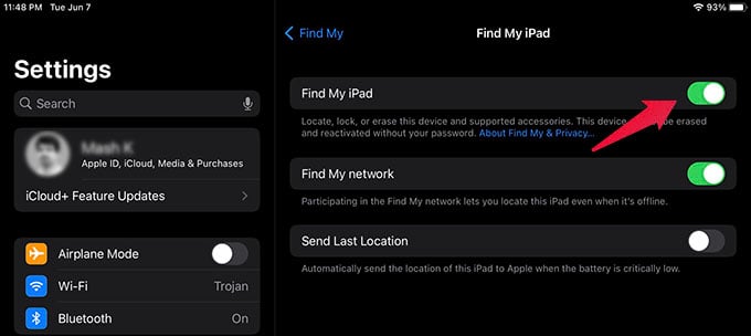 Disable Find My iPad on Your iPad
