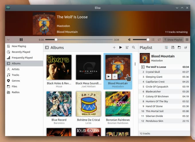Elisa KDE Music player for linix