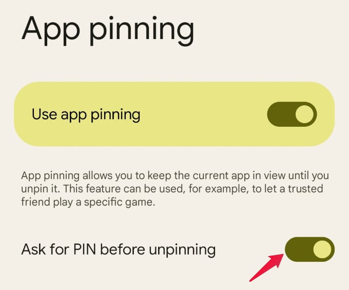 ask for PIN before unpinning
