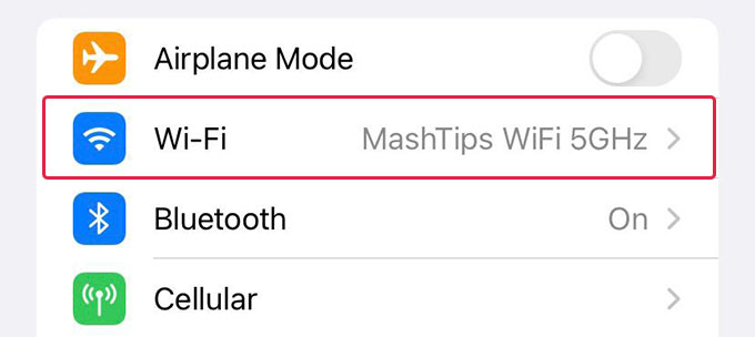 Open WiFi Settings on iPhone