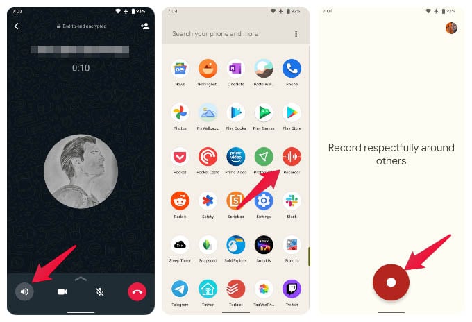 record whatsapp audio call android