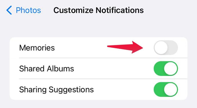 Turn Off Memories Notifications on iPhone Photos
