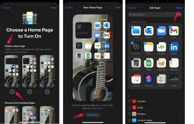 customize apps for home screen focus mode iphone