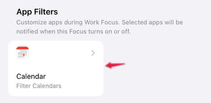 focus filter for calendar iphone