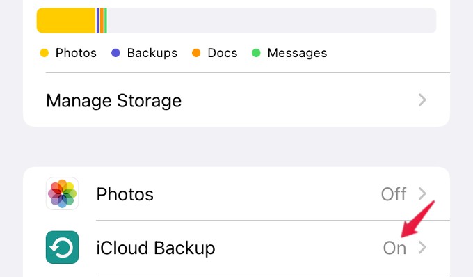 icloud backup on iphone