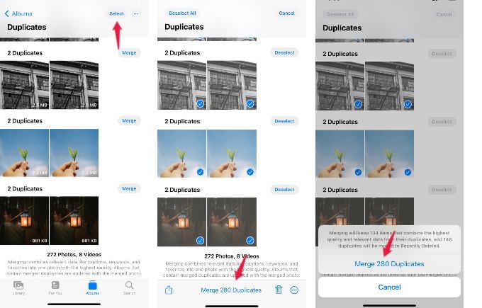 remove all duplicate photos at once iphone
