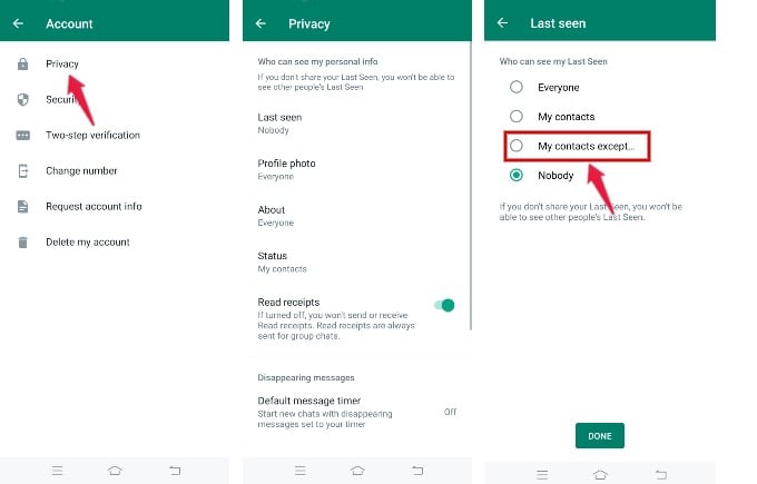 whatsapp privacy settings android