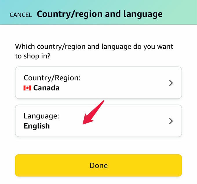 Change Language on Amazon App