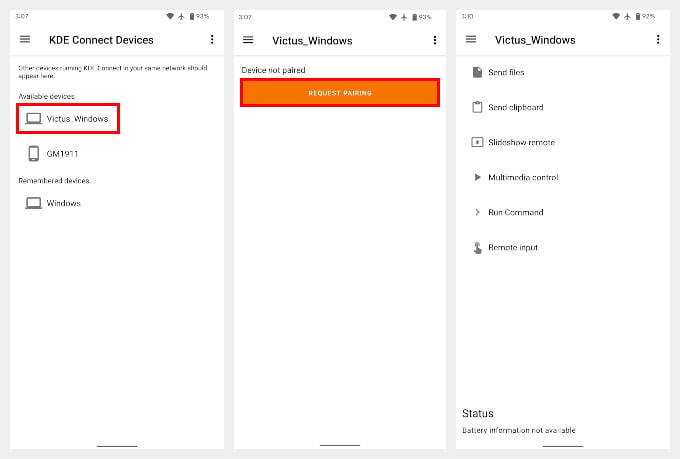 KDE Connect Pairing to copy text from phone to PC