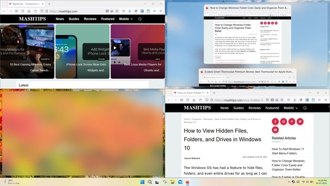 Window snapping on Windows 11