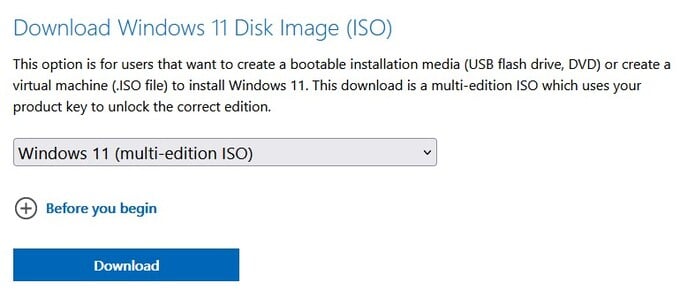 Download Windows 11 ISO from Microsoft