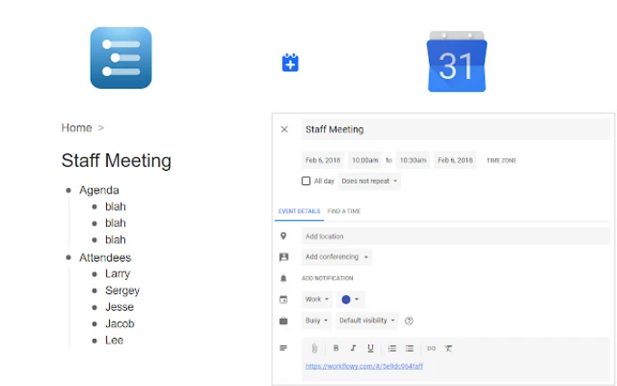 WorkFlowy to Google Calendar