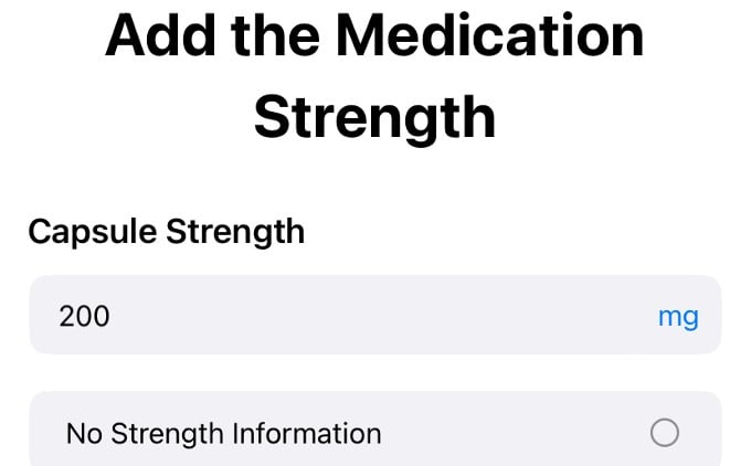 add medication strength iphone
