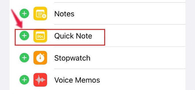 add quick note to control center iphone