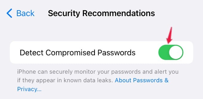 detect weak passwords iphone