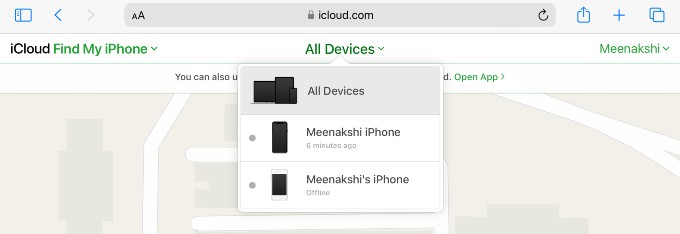 device list icloud account ipad