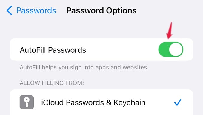enable autofill passwords iphone