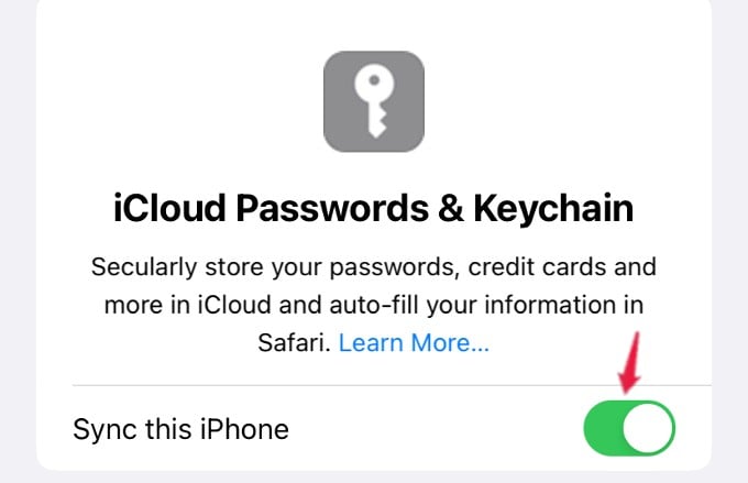 icloud keychain enabled iphone