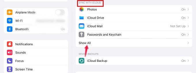 icloud settings ipad