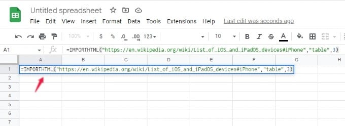 import table from web to google sheets