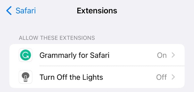list of safari extensions iphone