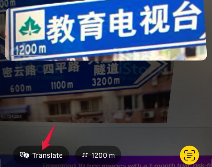live translate option camera iphone