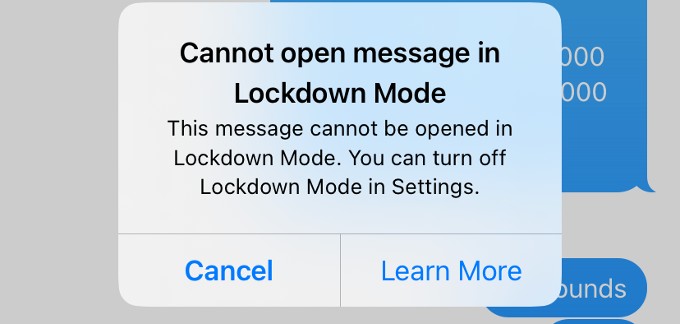 lockdown mode messages app iphone